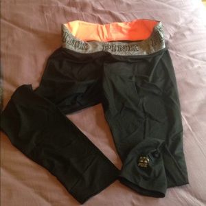 Pink black legging w color waistband